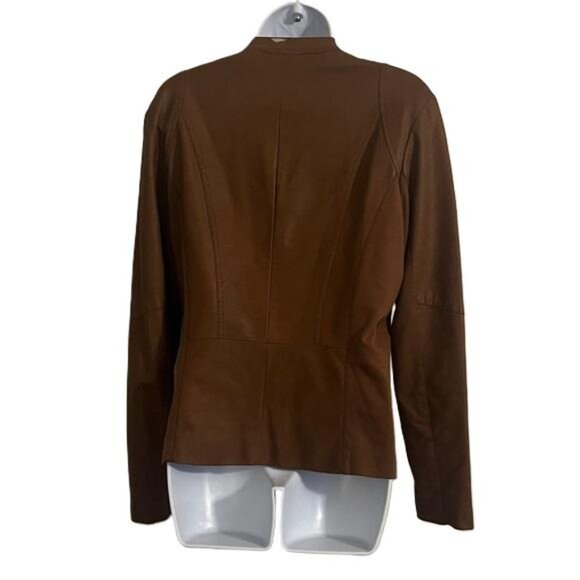 Kut from the Kloth Faux Leather Brown Jacket Size Medium Style# KJ24002 - Picture 2 of 7